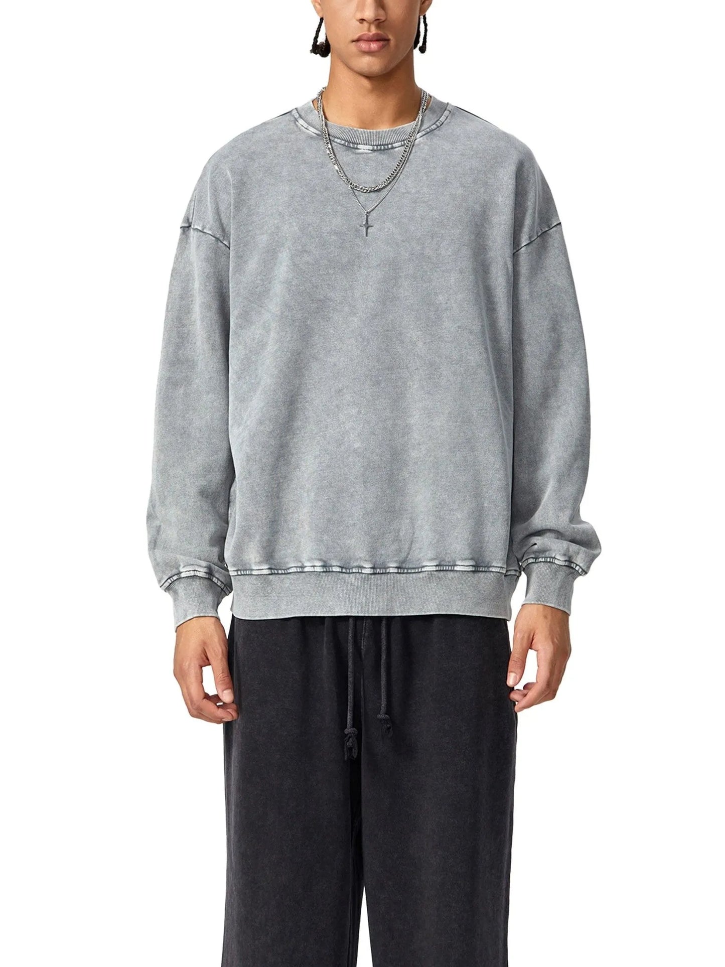 Astronaut Vision Acid Wash Oversize Sweater - 360 GSM
